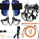 HSSZXFR Tree Climbing Spikes Kit, Tree Climbing Gear with Climbing Belt, Wire Core Flip Line Kit with Triple Lock Lanyard Adjuster, Tool Lanyard and Climbing Stop Descender, Arborist Equipment Set