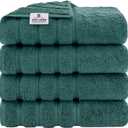 American Soft Linen Luxury 4 Piece Bath Towel Set, 600 GSM 100% Cotton Turkish Bath Towels for Bathroom, 27x54 in Extra Large Bathroom Shower Towels, Teal