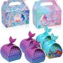 28 Pack Mermaid Party Favor Treat Boxes - Paper Gift Bags, Goodie Candy Present Boxes - Under The Sea Theme Party Supplies Decoration for Girl's Birthday and Baby Shower (Multicolor)