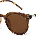 Livho Polarized Sunglasses, Retro & Oversized Shades for Women with Round Lenses A1 Brown Tortoise/Brown