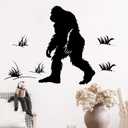 Mfault Bigfoot Silhouette Wall Decals Stickers, Black Sasquatch Adventure Grass Decorations Bedroom Art, Chimpanzee Gorilla Home Living Room Kitchen Decor