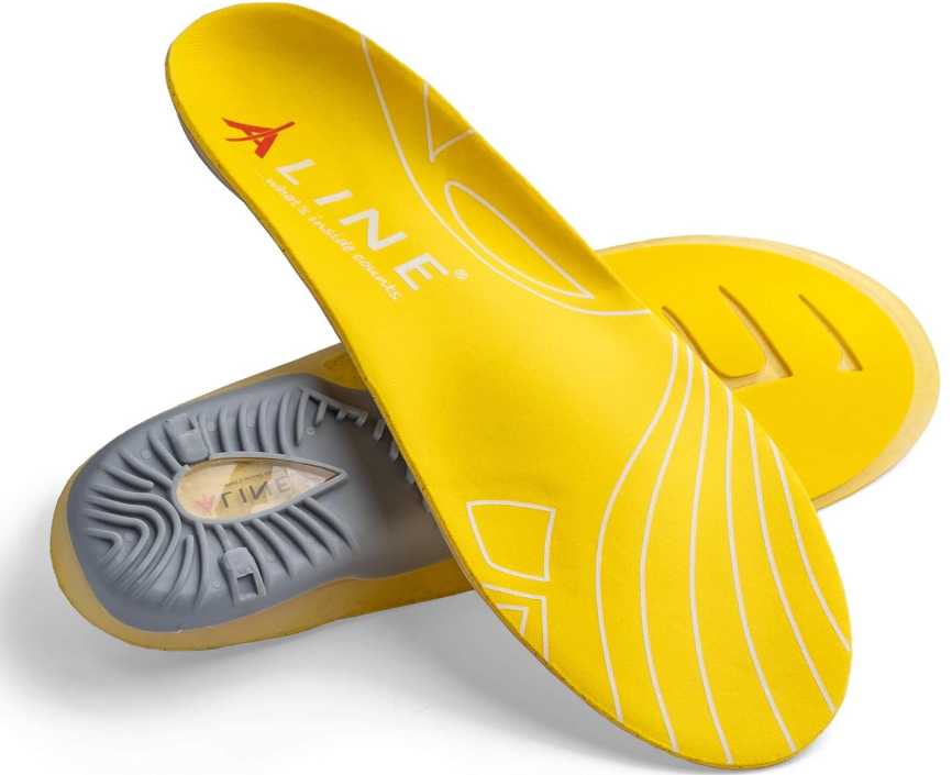 ALINE Cushion Memory Foam Insole - Shock Absorbent, Heel and Foot Support Shoe Inserts - Yellow - Men 6.5-7.5/Women 7.5-8.5/EU 38.5-40