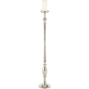 Deco 79 Aluminum Metal Decorative Candle Holder Floor Candle Stand, Candlestick Holder 7" x 7" x 44", Silver