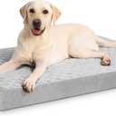 Orthopedic XL Dog Beds Large Sized Dog Waterproof Bed with Removable Washable Cover and Non-Slip Bottom, Quilting Pet Mattress for Crate, 41x27 Inch, Light Gray (41.0"L x 27.0"W x 3.5"Th)
