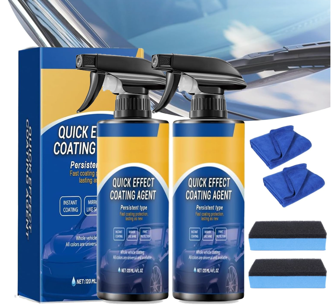 Quick Effect Car Coating Spray 2 Pack, Waterless Wash Polish, Paint Protection and Glass Cleaner