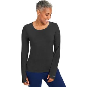 Healing Hands Mackenzie Women's Underscrub, Long Sleeve Tee with Thumbholes, Modern Fit Undershirt- 5051 (Black, XXXL)