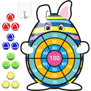 Easter Basket Stuffers, 30 Large Bunny Dartboard Game with 12 Sticky Balls, Easter Eggs Fillers, Easter Baskets for Kids Boys Girls Toddlers Gifts Party Favor Supplies Decorations