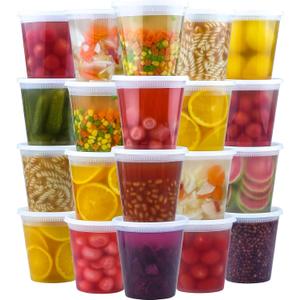50 Set 32 oz Deli Containers with Lids, Leak-Proof BPA Free Plastic Take Out Bowls, Food Storage Containers for Takeout Meal Prep Storage, Freezer, Microwave & Dishwasher Safe