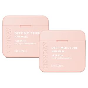 MONDAY HAIRCARE DEEP MOISTURE Hair Mask with Keratin, Argan Oil, Shea Butter & Coconut Oil for Dry to Damaged Hair 250 mL (Dual Pack)