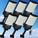 Solar Street Lights Outdoor, Waterproof Motion Sensor Solar Lights with Remote Control, 6500K Dusk to Dawn Parking Lot Flood Light for Outside Garage Yard, 6 Pack