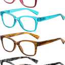 AABV Reading Glasses Blue Light Blocking for Women,Anti UV Ray/Glare Readers,Lightweight Spring Hinge Eyeglasses (4-pack Mix)