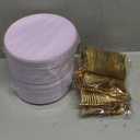 Festiva 200Pcs Purple Gold Dessert Plates 6.3" with Plastic Forks 5"- Disposable Lavender Purple Cake/Appetizer/Salad Plates - serve 100 guests for Party&Wedding&Easter