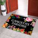 Gangsta's Paradise Flower Doormat Funny Welcome Mat Floor Mat Rug Outdoor Front Door Bathroom Mats Indoor 23.6" x 15.7"