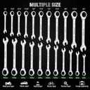 24-Piece Combination Ratchet Wrench Set, Metric (6-18mm) & SAE (1/4''-3/4'') Wrenches Set, 12-Point 72-Tooth Ratchet Spanners with Magnetic Base Organizer, Chrome Vanadium Steel for Auto Mechanic Tool