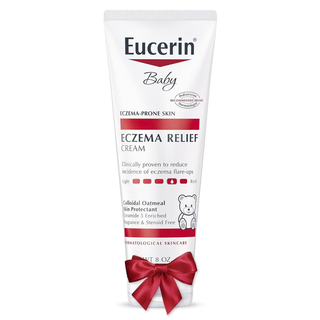 Eucerin Baby Eczema Relief Body Cream, Fragrance Free Baby Eczema Cream with Colloidal Oatmeal, Ceramide-3 and Licorice Root Extract, Holiday Gifts, 8 Oz Tube
