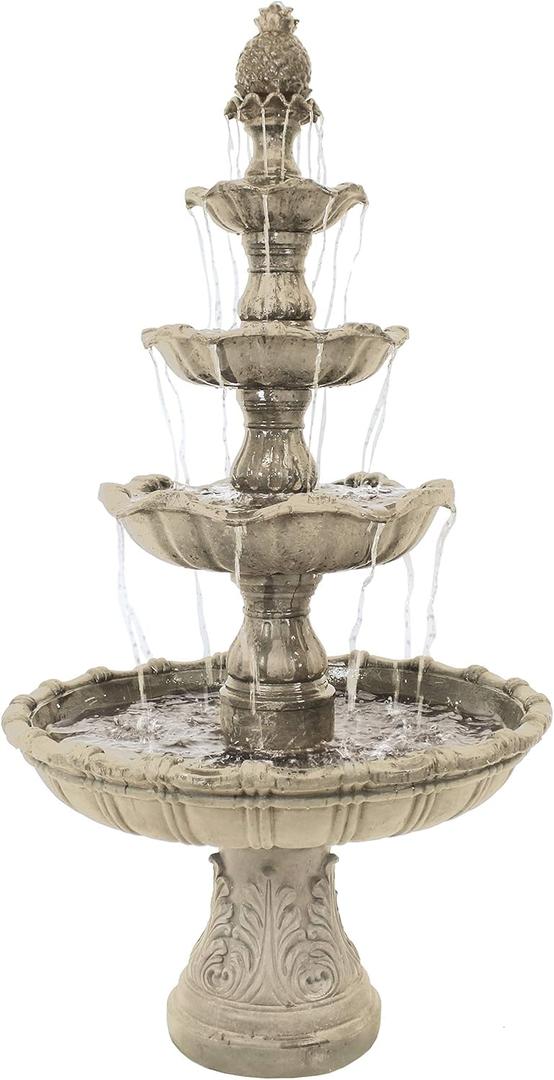 Sunnydaze Grand Courtyard 80-Inch 4-Tier Outdoor Water Fountain - Large Outdoor Water Feature for Garden, Patio or Yard - Earth