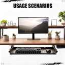 Sliding Under Desk Laptop Mount Shelf with Air Vents 21'' W x 12'' D Metal Under Desk Slide Out Tray Laptop Storage Tray for Home Office Standing Desks Workstations Cabinet Gaming