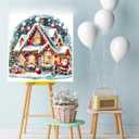 AREOPNMG Christmas House Paint by Numbers Kit for Adults Beginner DIY Winter Iandscaping Painting by Numbers Kits,with 3 Brushes and Acrylic Paint(Without Frame), Home Wall Decor 16 x 16 in