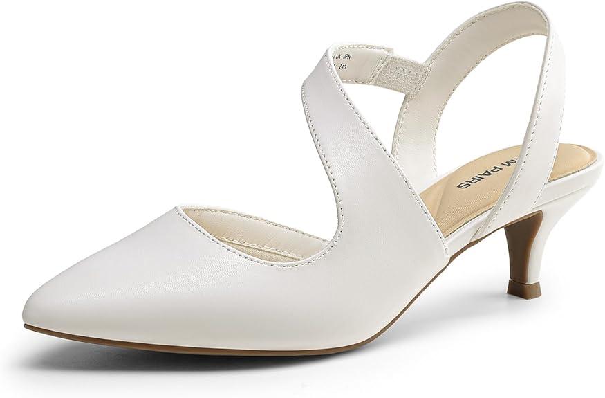 DREAM PAIRS Kitten Heels for Women Closed Toe Pointed Toe Low Heel Strappy Pumps Party Dance Wedding Dress Shoes for Women 7.5