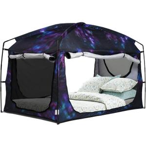 Bed Tent,Portable Privacy Sleeping Bed Canopy,Blackout 90% Drapes for Kids and Adult,Indoor Space Tent with Breathable Large Mesh Windows
