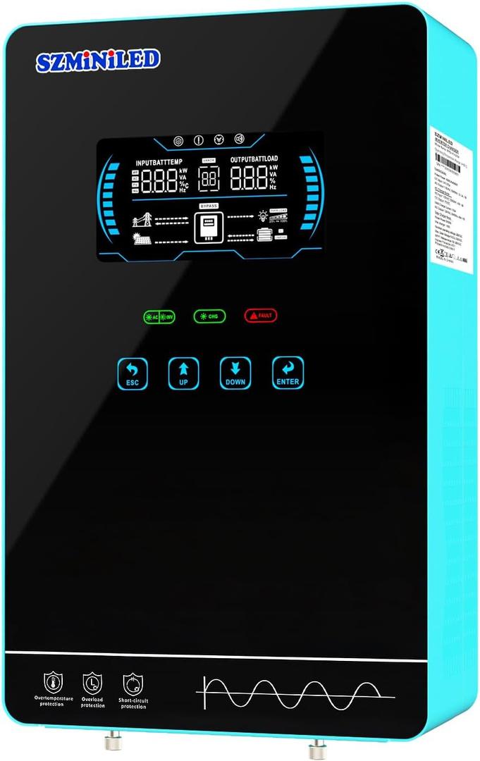 4000W 24V Hybrid Solar Inverter
Pure Sine Wave 8000W Peak 140A MPPT (5600W PV) Controller Battery or Battery-Less Mode Home Backup & Emergency Power