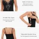 Popilush Lace Bodysuits for Women Corset Shapewear Tummy Control Body Suits V Neck Thong Underwired Outfits Side Zipper (M)