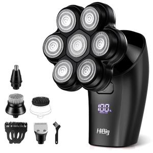 Head Shavers for Bald Men - 7D Arc Magnetic Detachable Electric Razor, Waterproof Wet Dry 5-in-1 Electric Shaving & Grooming Kit, LED Display Rechargeable Head & Body Hair Shaver, Black