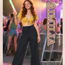 Women's High Waist Casual Palazzo Pants Drawstring Smocked Boho Wide Leg Beach Trousers Flowy Loose Fit Pant (Black, M)