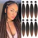 Pre Stretched Braiding Hair,18 Inch 8 Packs Ombre Braiding Hair, Two Tone Yaki Texture Prestretched Crochet Braids Professional Synthetic Hair Extension Itch Free Hot Water Setting (18" T1B/30#)