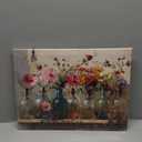 1Pcs Framed Retro Farmhouse Flowers Canvas wall art Colorful wildflowers Posters Prints Colored glass bottles Artwork Pictures Printing Wall Decor for Living Room Bedroom Bathroom Home Decoration (12x16)