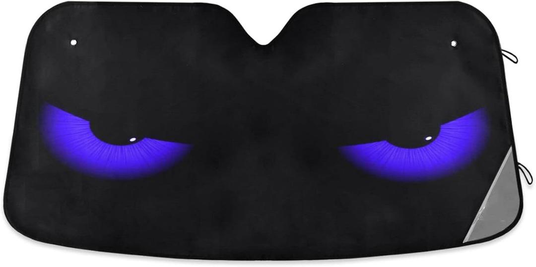 Blue Evil Eyes Windshield Sun Shade - Foldable Car Front Window Sunshades for Most Sedans SUV Truck, Blocks UV Rays and Keeps Your Vehicle Cool (55*27.6inch)