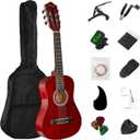 30in Beginner Kids Acoustic Guitar Basic Starter Kit Tuner Capo Strings Winders Strap Picks Student Youth Toddler Guitar Pickguard with Gig Bag Brown