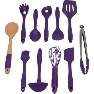 Chef Craft Premium Silicone Kitchen Tool and Utensil Set, 11 Piece, Purple