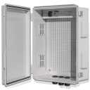 Waterproof ABS Enclosure Cabinet Junction Box, Ventilated Design, Indoor/Outdoor Use, with Mounting Panel, High Power Outlets. (Grey Cover, 15.7"x11.9"x7.2")
