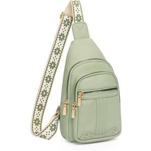 GAEKEAO Sling Bag for Women Crossbody Bags Fanny Pack Vegan Leather Chest Bag Travel Shoulder Belt Purse Backpack Gifts (9931-light Green)