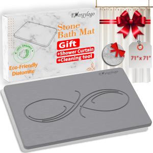 Natural Stone Bath Mats for Bathroom, Non Slip - Quick Drying Stone Bath Mat, Diatomaceous Earth Shower Mat, Easy to Clean Bath Stone Mat for Bathroom Floor (Grey Infinity)