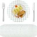 100 Pcs Disposable Gingham Paper Placemats 13 inches Round Table Place Mat Decorative Paper Placemat for Baby Shower Birthday Wedding Party(Sage Green)