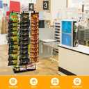 Chip Rack Display Stand, 3 Row 60 Clips Large Snack Retail Display Rack with Basket, Countertop Potato Chip Bag Candy Organizer Store Concession Stand for Party, Pantry, Office, Vendor Events