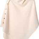 Women's Versatile Knitted Shawls Scarf Poncho Sweater Capes with Buttons Lightweight Spring Summer Fall Winter Wraps, Size: 54"x24"