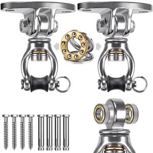 SELEWARE Silent Bearing Swivel Swing Hangers Stainless Steel Swing Hooks Ceiling Mount Swing Bracket for Aerial Yoga Silks Swing Chair Heavy Bag Swing Set Indoor Outdoor Swing 2 Pack