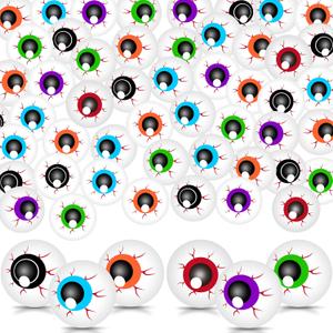 48 Pcs Halloween Eyeballs 1.6 in Plastic Scary Eye Balls Realistic Ping Pong Eyeballs Horror Props Fake Colorful Table Tennis Balls for Halloween Party Terror Props Decor