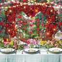 Red Rose Flowers Backdrop Sweet Floral Heart Light Photography Background for Valentines Day Wedding Anniversary Mother's Day Party Decorations Banner (8x6FT240x180cm)