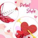 2 x Valentines Day Headband for Kids Hearts Red Headbands for Girls Pink Glitter Cupid Costume for Women Valentine Decoration(Big)