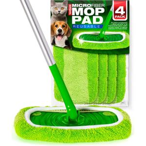 VanDuck Reusable Mop Pads Compatible with Swiffer Sweeper (4-Pack) - Washable Microfiber Mop Pads for Wet & Dry Use - All Purpose Floor Mopping and Cleaning Product (Green)