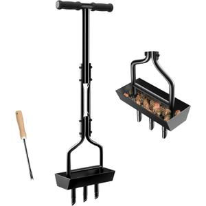 Lawn Aerator, Lawn Core Aerator Lawn Tool with Storage Tray, T-Handle Soil Aerator Core Aerating Tool Heavy Duty Aeration Manual Lawn Aerators for Compacted Soils Yard Grass Aerator