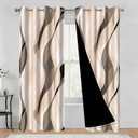 Cream Blackout Curtains, Ombre Grey and Cream Striped Window Curtains for Living Room Bedroom Modern Room Darkening Grommet Curtains, 42x63 Inch, 2 Panels