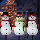 Christmas Pathway Lights Outdoor Decoations, Solar LED Snowman Stake Lights, Waterproof Walkway Landscape Light for Winter Yard, Garden Decor (Cool White, 3 Pack)
