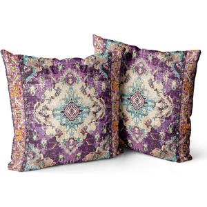 Snycler Boho Throw Pillow Covers 22x22 inch Set of 2 Boho Rug Carpet Double Sided Pattern Cotton Soft Pillow Case Cushion Cover Pillowcase for Couch Sofa Bed Decorative (Purple)