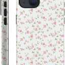 Generic Case Compatible with iPhone 15 - Hybrid Durable Shockproof Phone Cover,Cases for Woman Girl - White Flower
