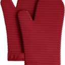 KITCHENAID Ribbed Soft Silicone Oven Mitt 2-Pack Set, 7.5"x13", Smoked Paprika